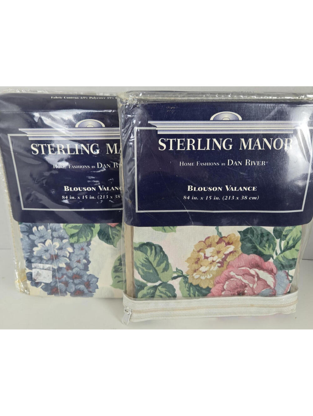 Sterling Manor Fairhaven Blouson Valance 84x15 Floral Window Decor NOS Set of 2